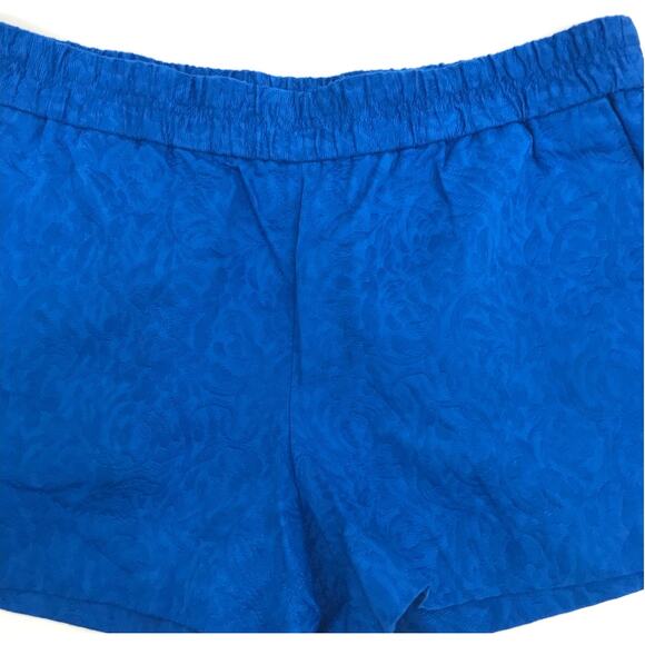 J. Crew Factory Royal Blue Floral Elastic Waist Shorts Size 14 - Picture 3 of 7